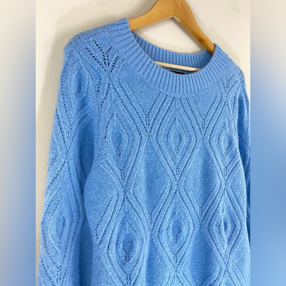 Talbots Open Cable Knit Bateau-Neck Sweater Metallic women’s size medium - Picture 4 of 8